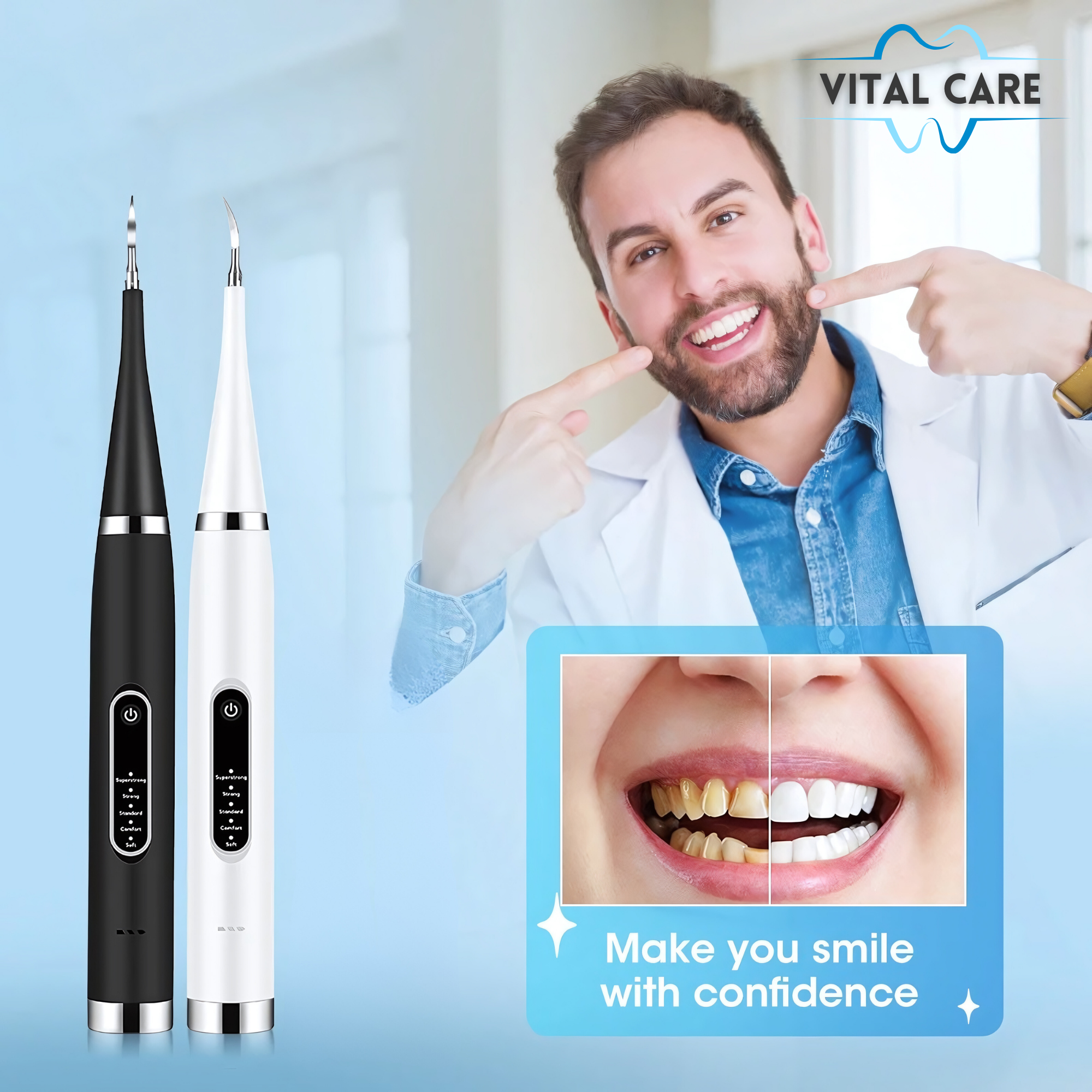 VITAL CARE | Kit dentaire ultime 2 en 1 : têtes de brosse à dents supplémentaires