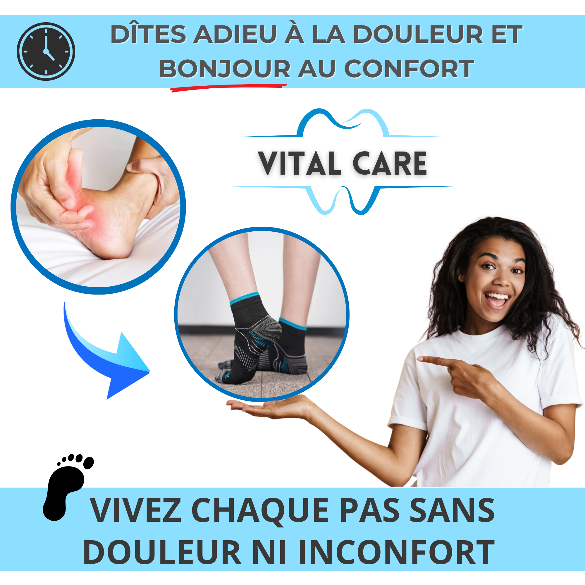 VITAL CARE | Chaussettes silicone pour de jolis pieds en bonne santé