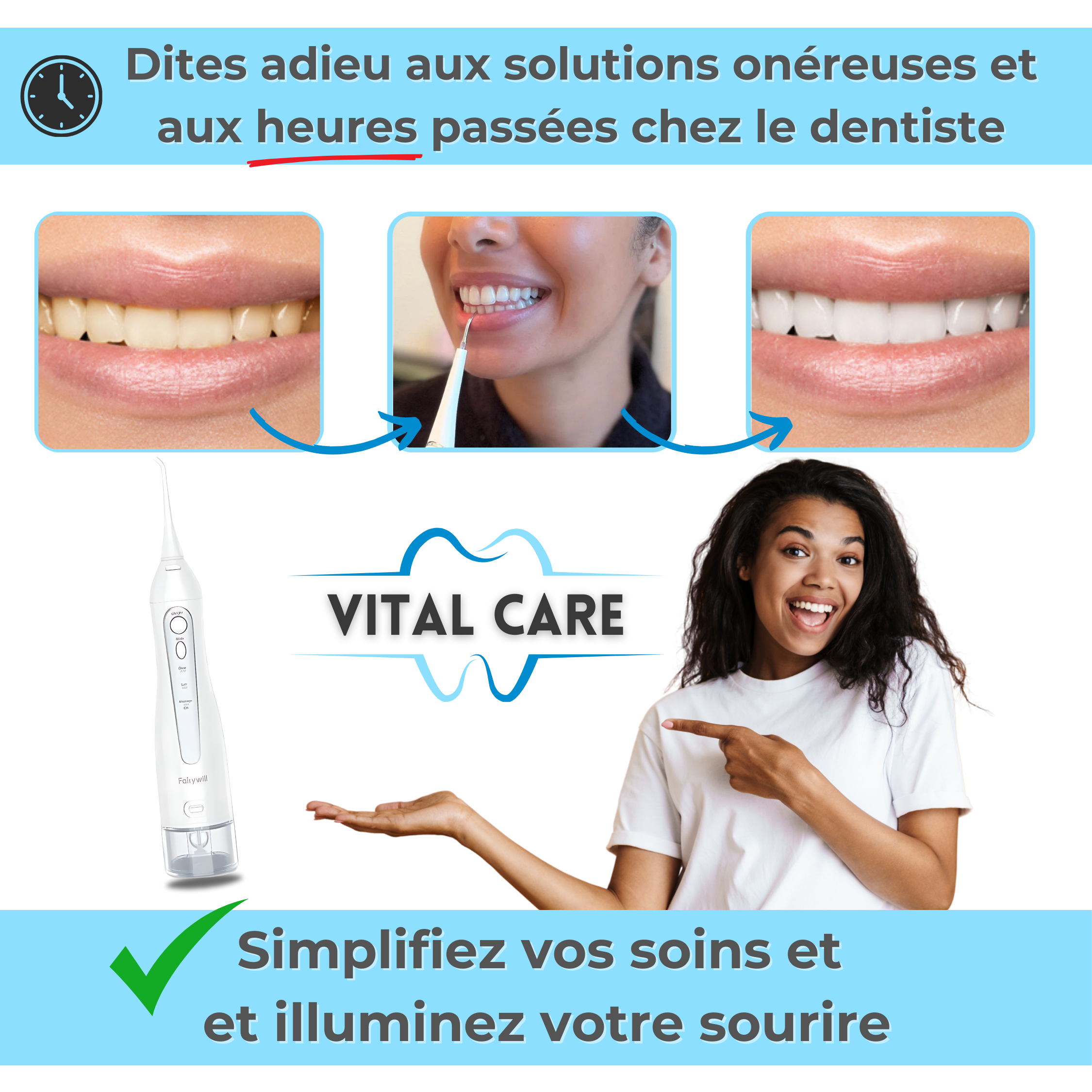 VITAL CARE | Hydropulseur : blanchiment et nettoyage efficaces