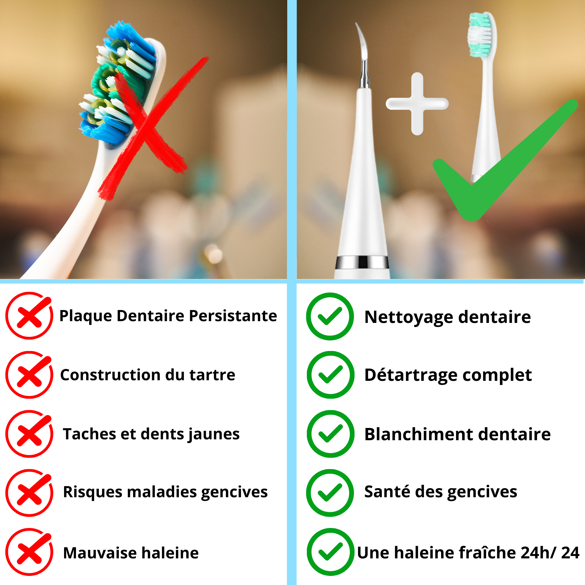 VITAL CARE | Kit dentaire ultime 2 en 1 : blanchiment et nettoyage efficaces